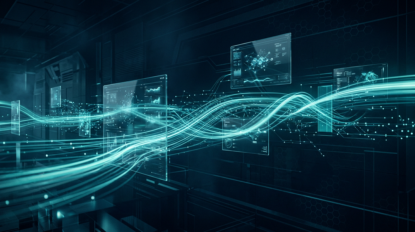 Banner: ekosistem data dan sistem digital futuristik